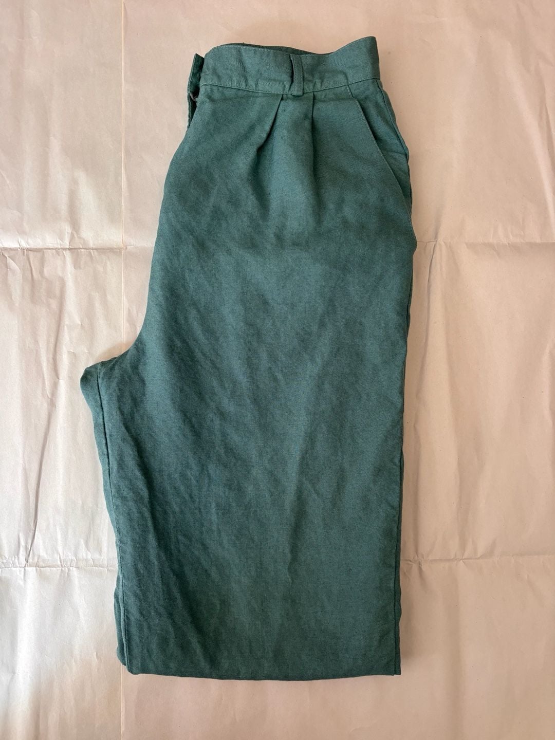 Talbots Vintage Green Linen Blend Pleated Trousers Pants Size 10 3
