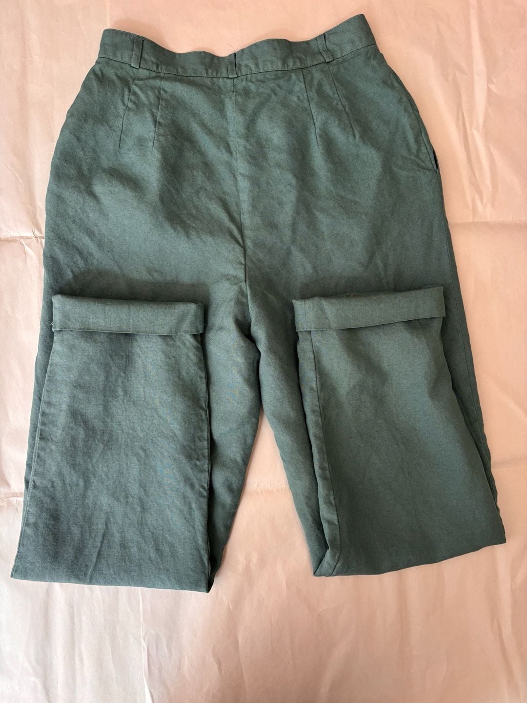 Talbots Vintage Green Linen Blend Pleated Trousers Pants Size 10 4