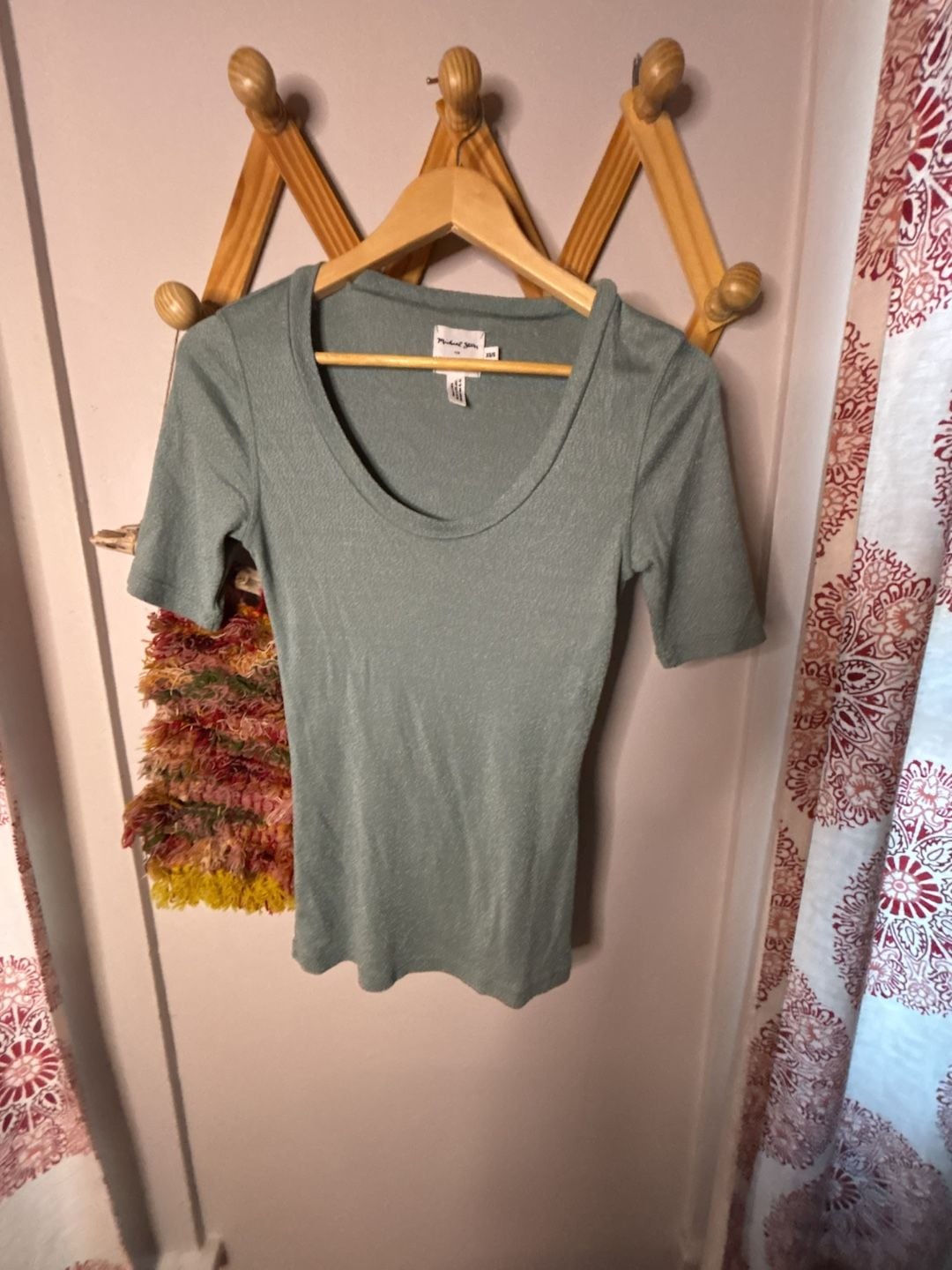 Michael Stars for Anthropologie Sage Green Cotton Blend Scoop Neck Short Sleeve Tee 2