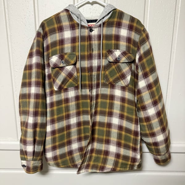 Wrangler Plaid Flannel Hooded Shirt Jacket