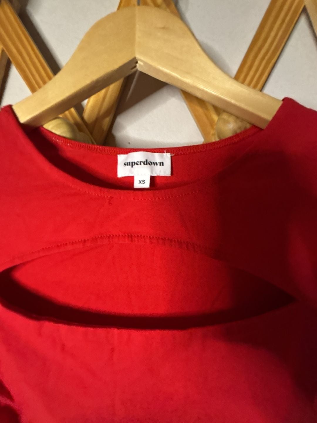 superdown Red Long Sleeve Cutout Crop Top 4