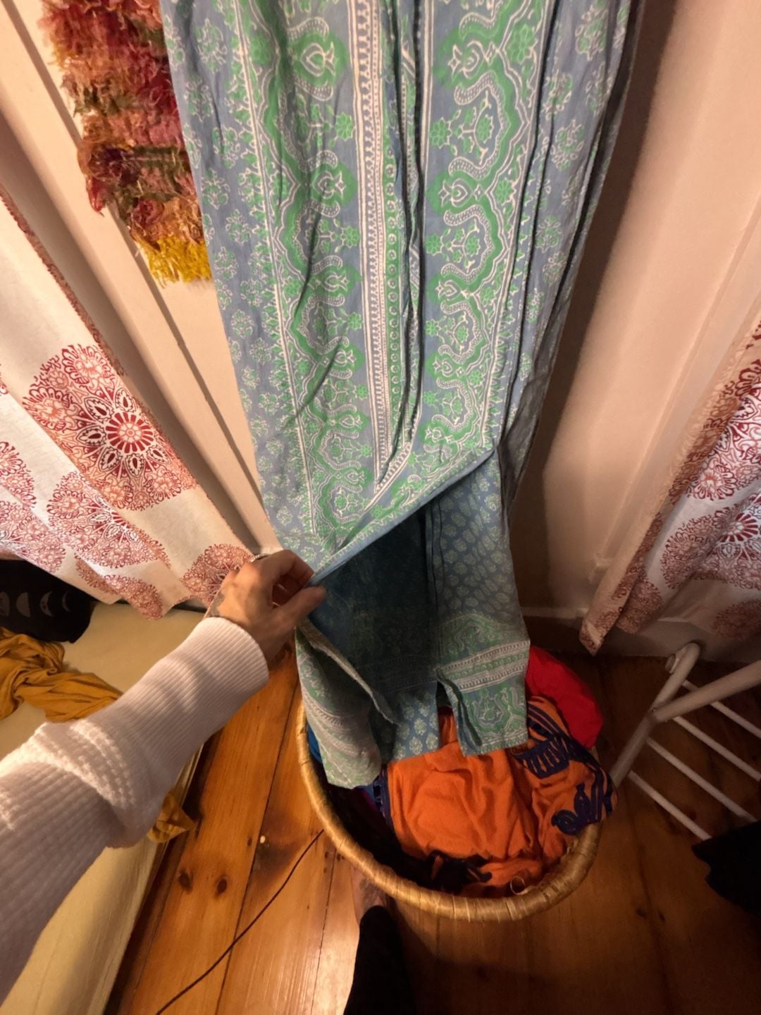 Made In India For India Imports Blue Green Paisley Tie Front Maxi Dress 3