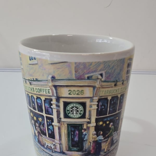 Starbucks Barista 2001 Coffee Mug 2026 Storefront Cobblestone Village Scene
