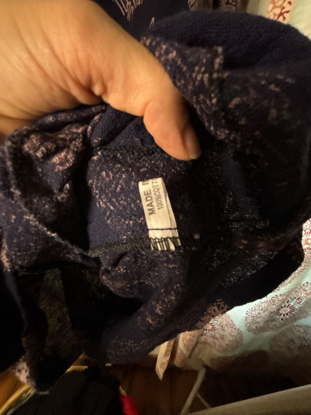 Unisex Floral Non-Stretch Thai Cotton Pullover in Blue with Pockets 3