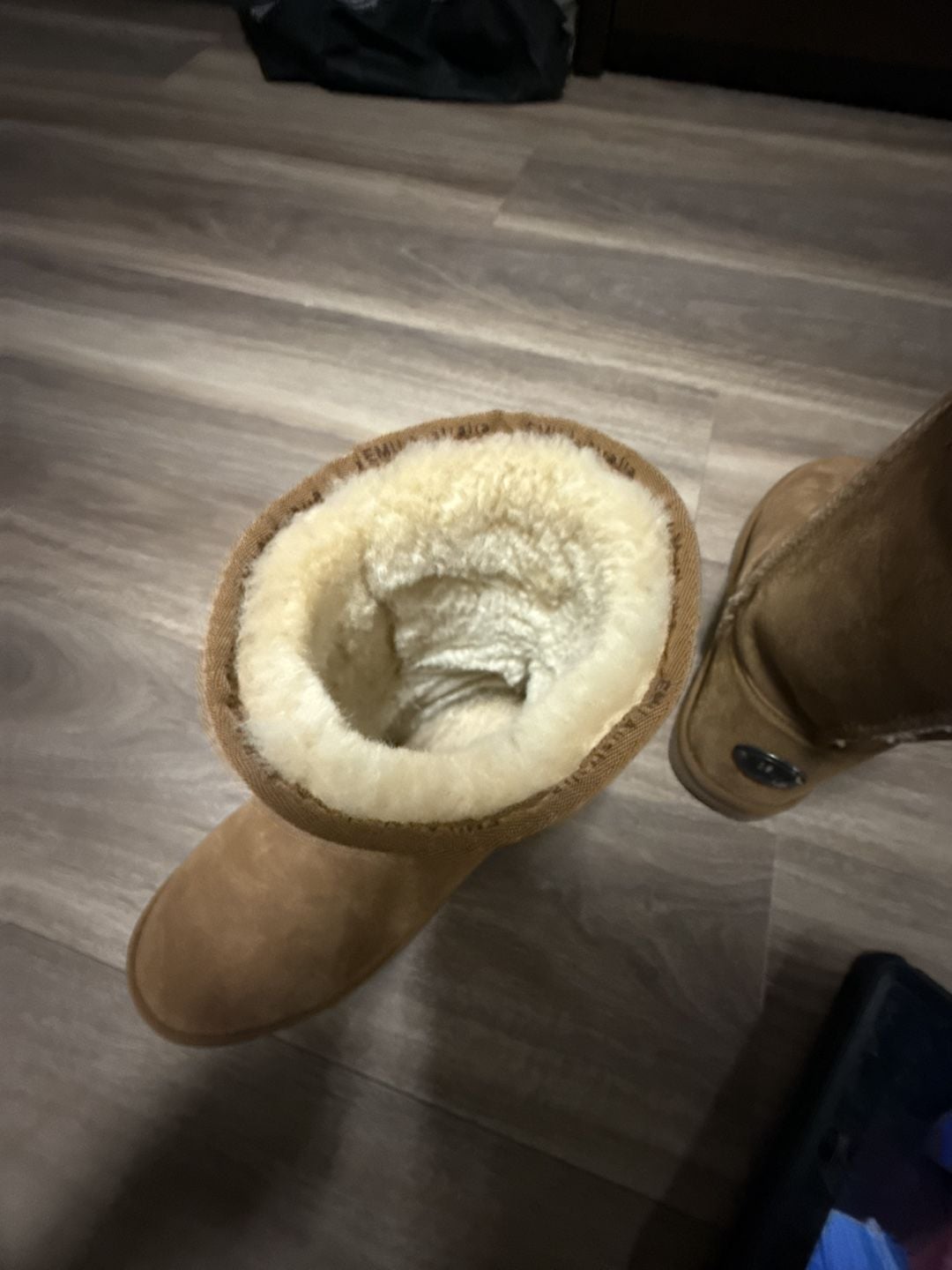 EMU Australia Water Resistant Suede Sheepskin Fur Short Boots Chestnut Brown 6