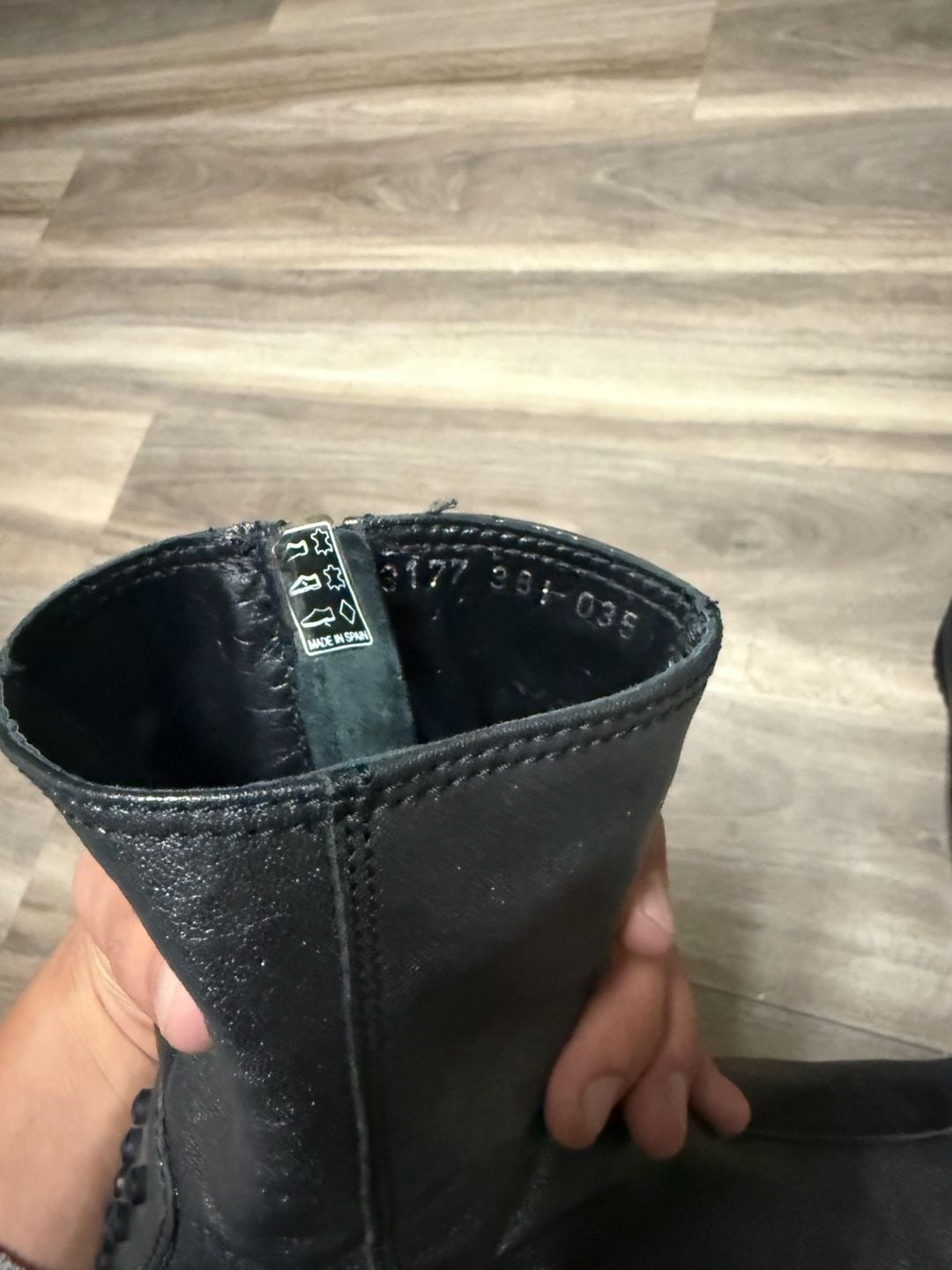 Pons Quintana Asymmetrical Leather Rubber Stud Mid Calf Wedge Boots 7