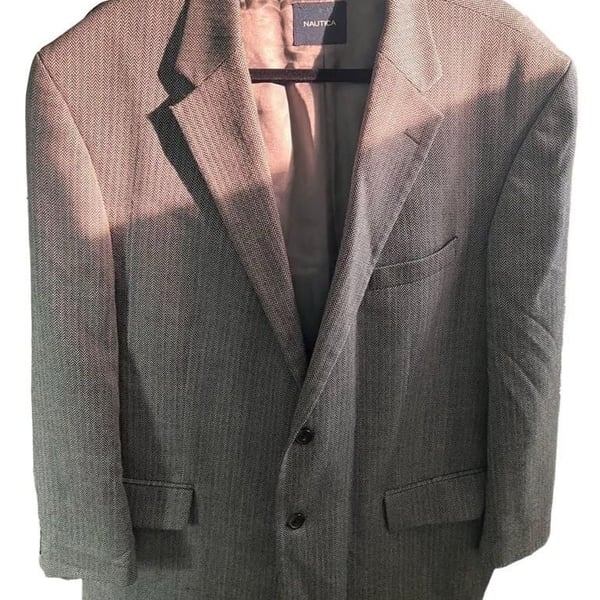 Nautica Gray Herringbone Blazer Sport Coat Jacket