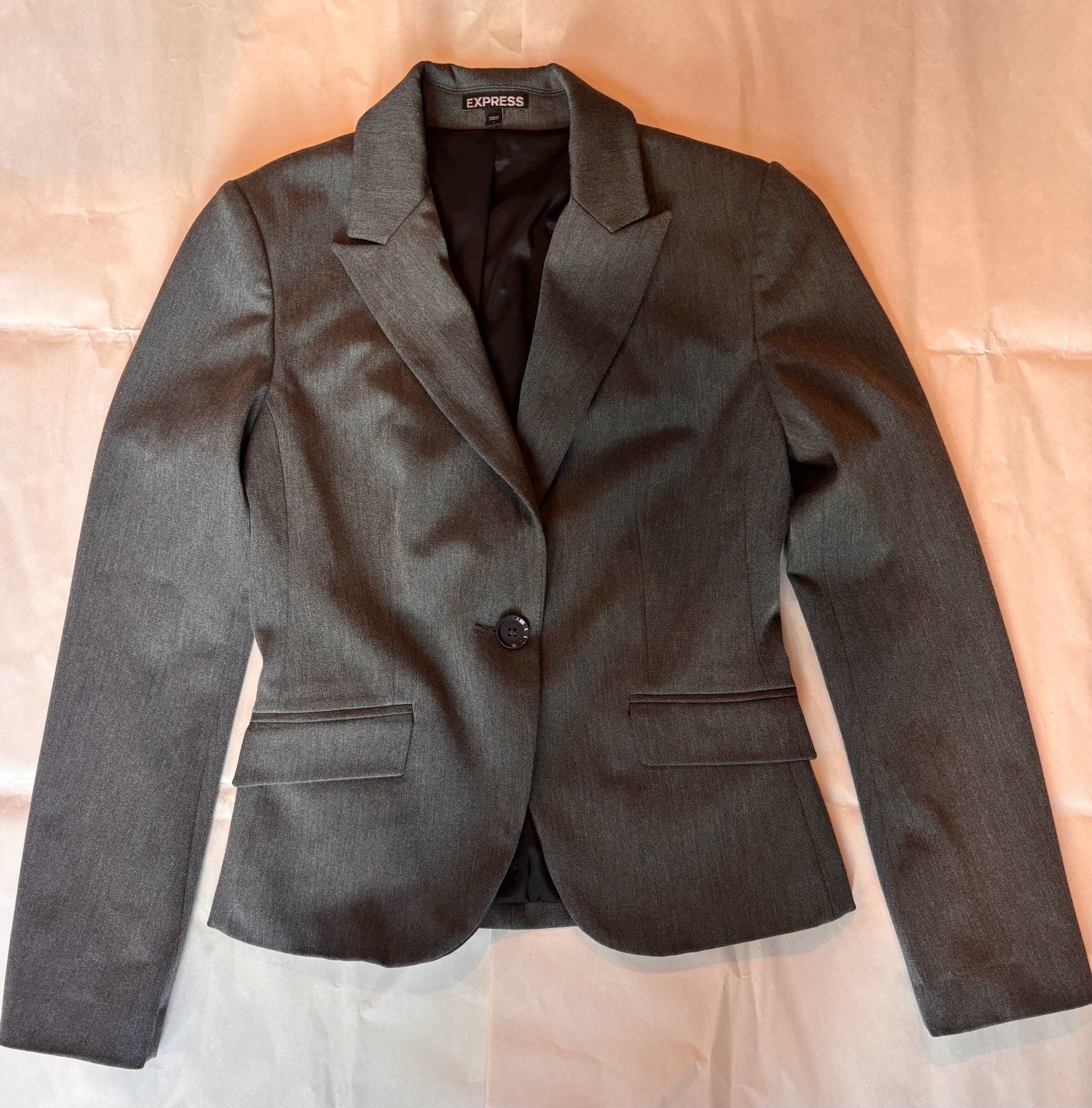 Express Gray Single Button Blazer Jacket Size 2 2