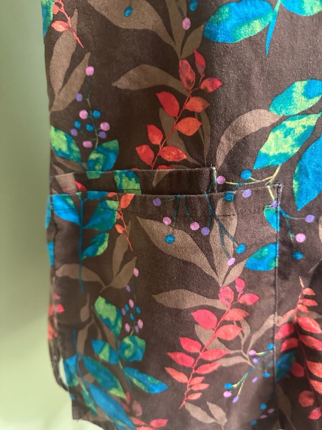Fall scrub top brown floral leaf v neck 4
