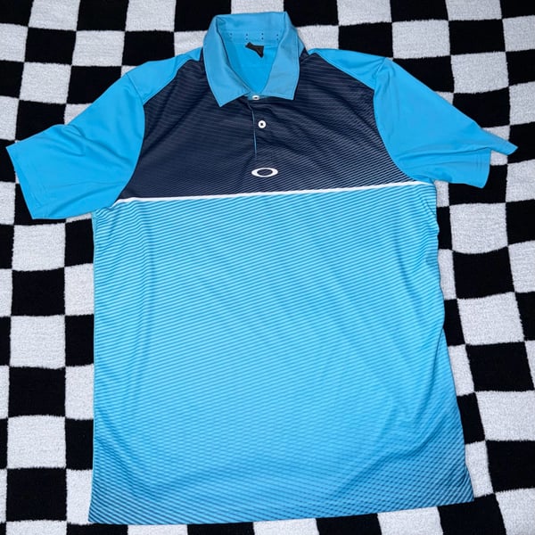 Oakley Moto Fade Golf Polo Shirt Blue Regular Fit Size S