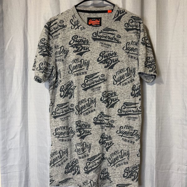 Superdry Vintage All Over Graphic T-Shirt Gray Tokyo Yokohama High Flyers