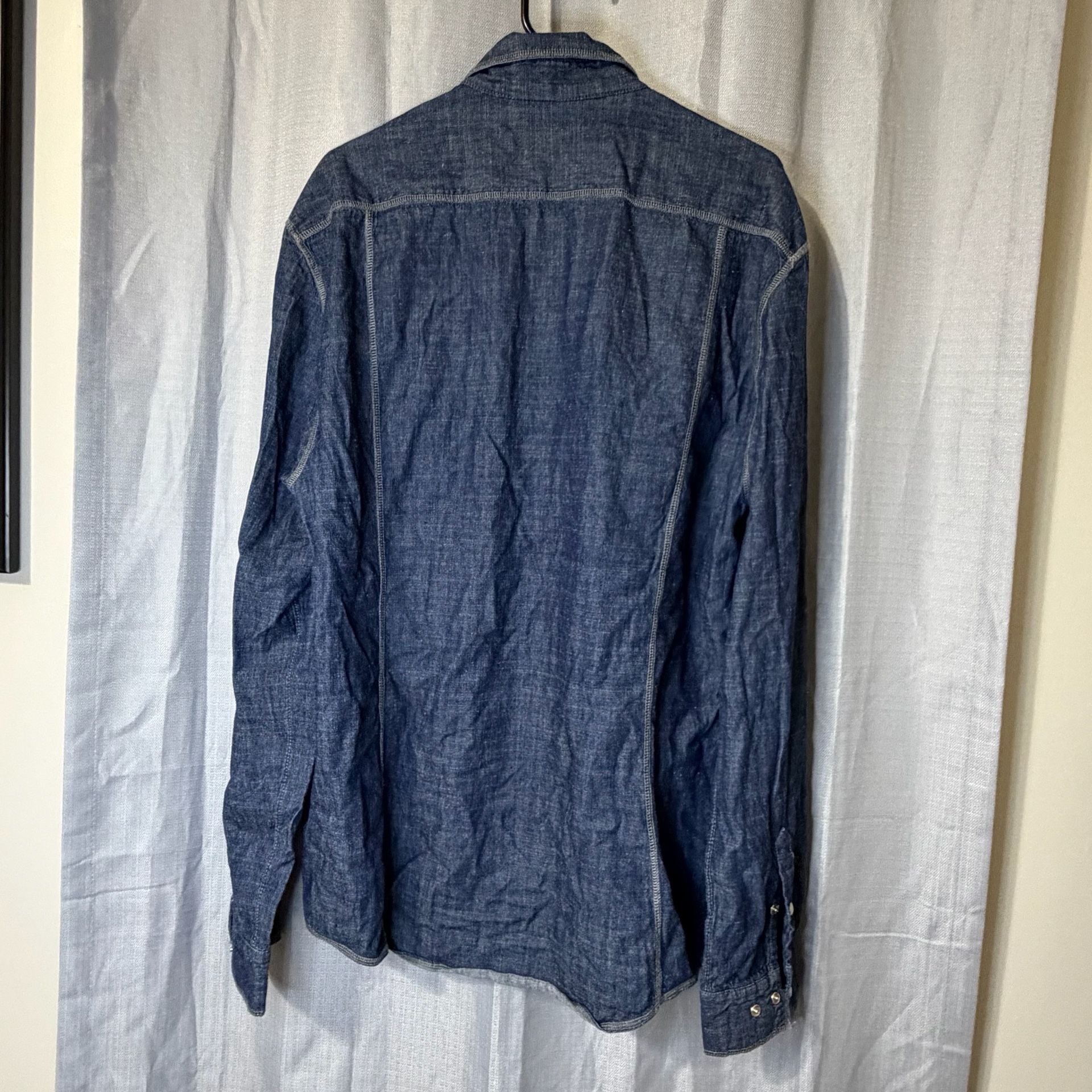 Black Denim Slim Fit Long Sleeve Button Down Shirt XXL 8
