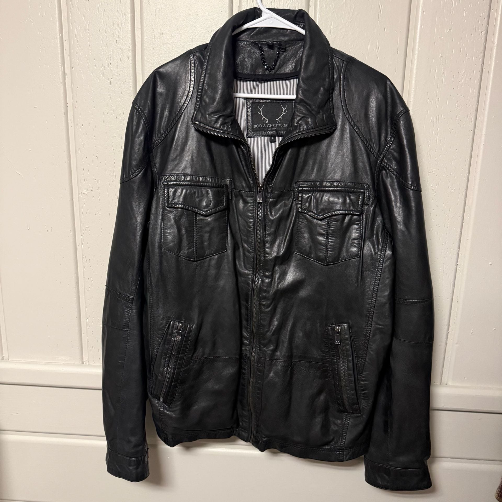 Bod & Christensen Men's Black Leather Jacket 2