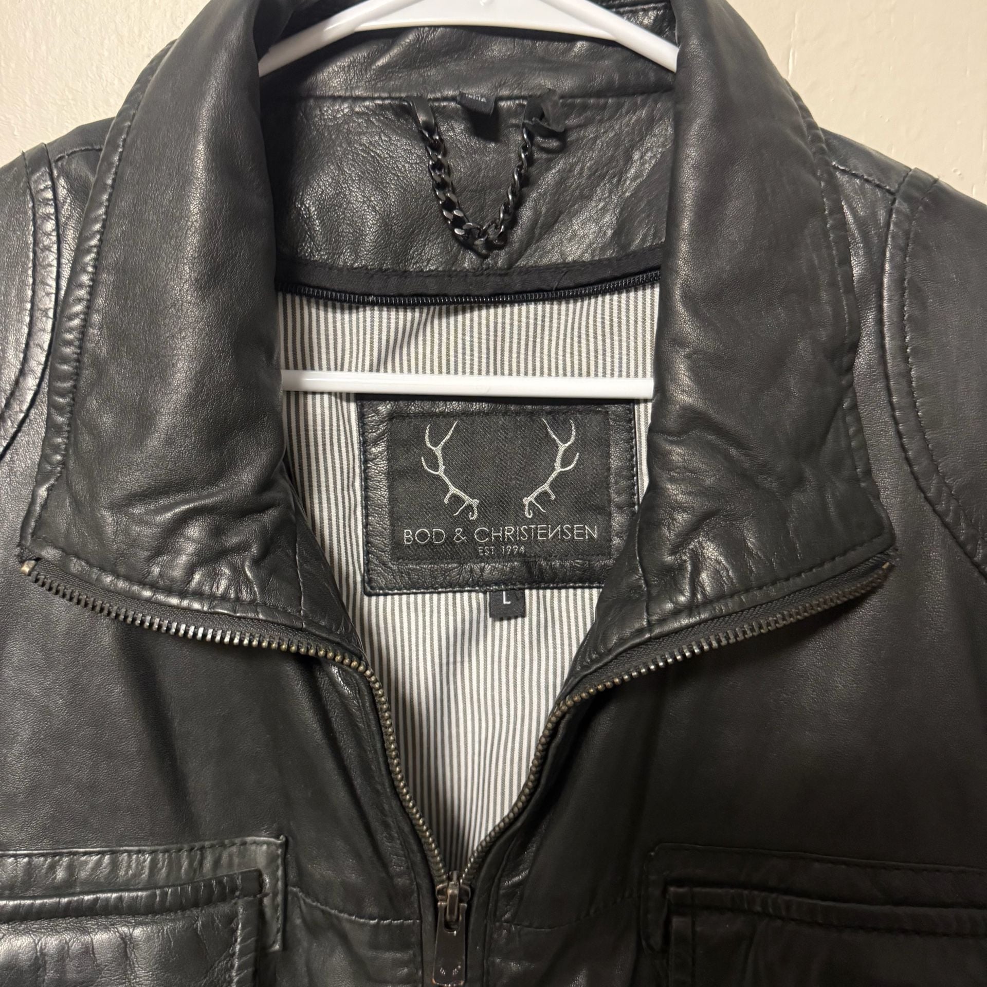 Bod & Christensen Men's Black Leather Jacket 3