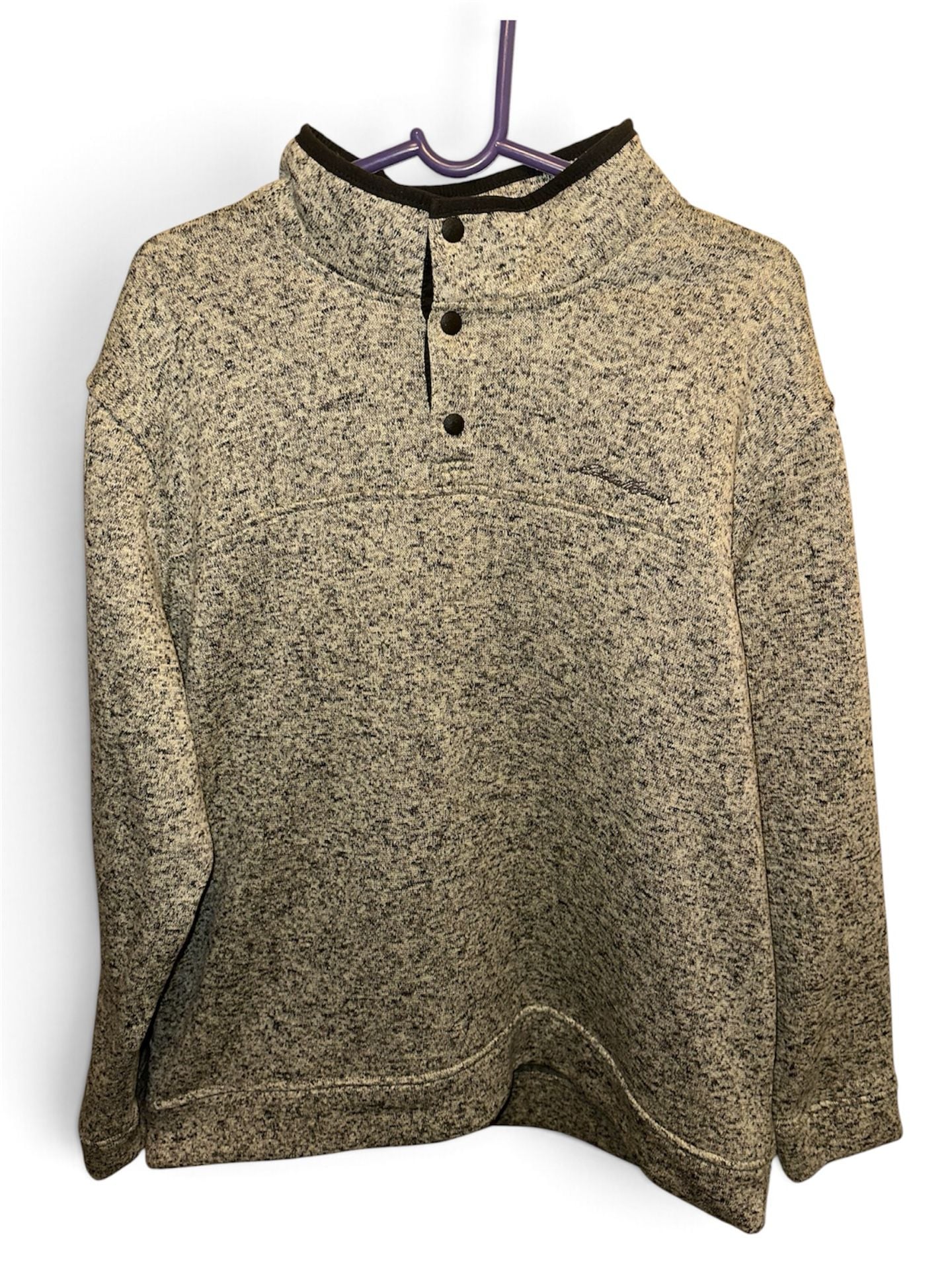 Eddie Bauer Mens 2XL Radiator Fleece Snap Mock Neck Pullover Gray Marled 2