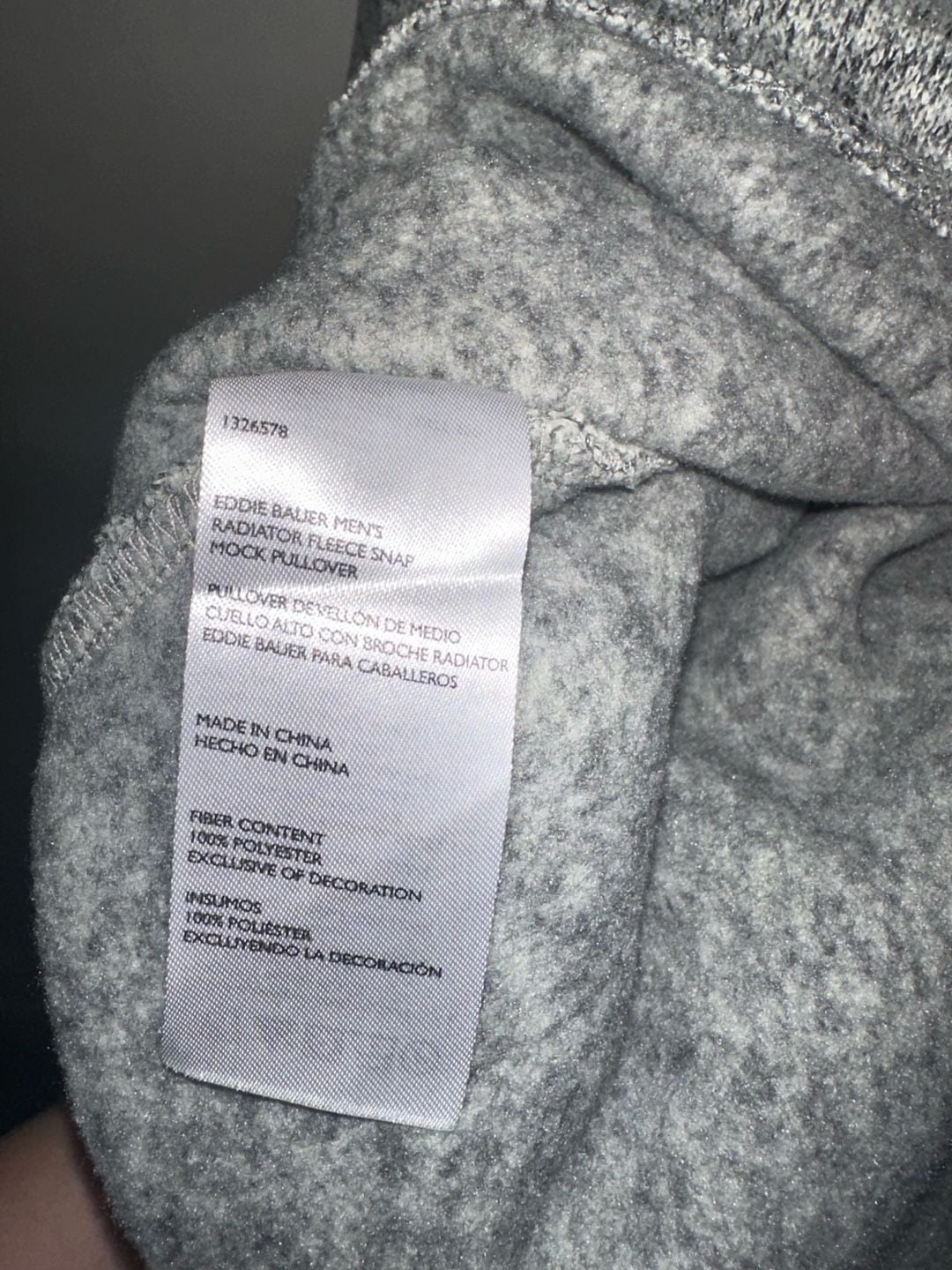 Eddie Bauer Mens 2XL Radiator Fleece Snap Mock Neck Pullover Gray Marled 11