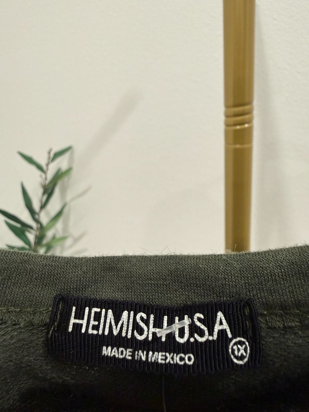 Heimish USA Olive Green Animal Print Patchwork Long Sleeve Top Size 1X 4