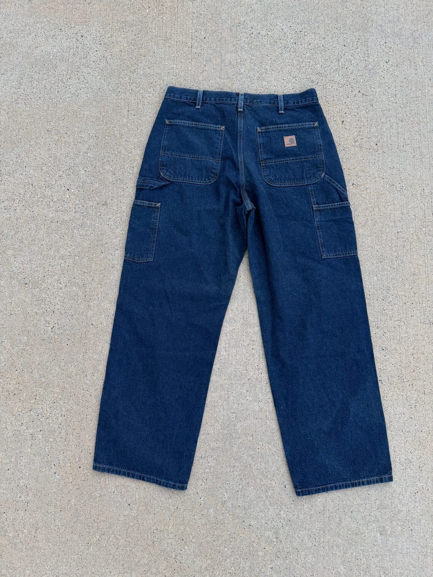 Carhartt Loose Fit Dark Blue Denim Carpenter Work Pants 2