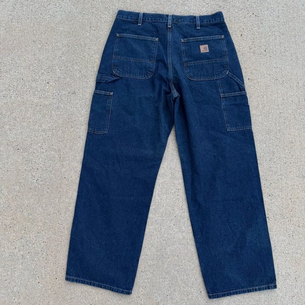 Carhartt Loose Fit Dark Blue Denim Carpenter Work Pants