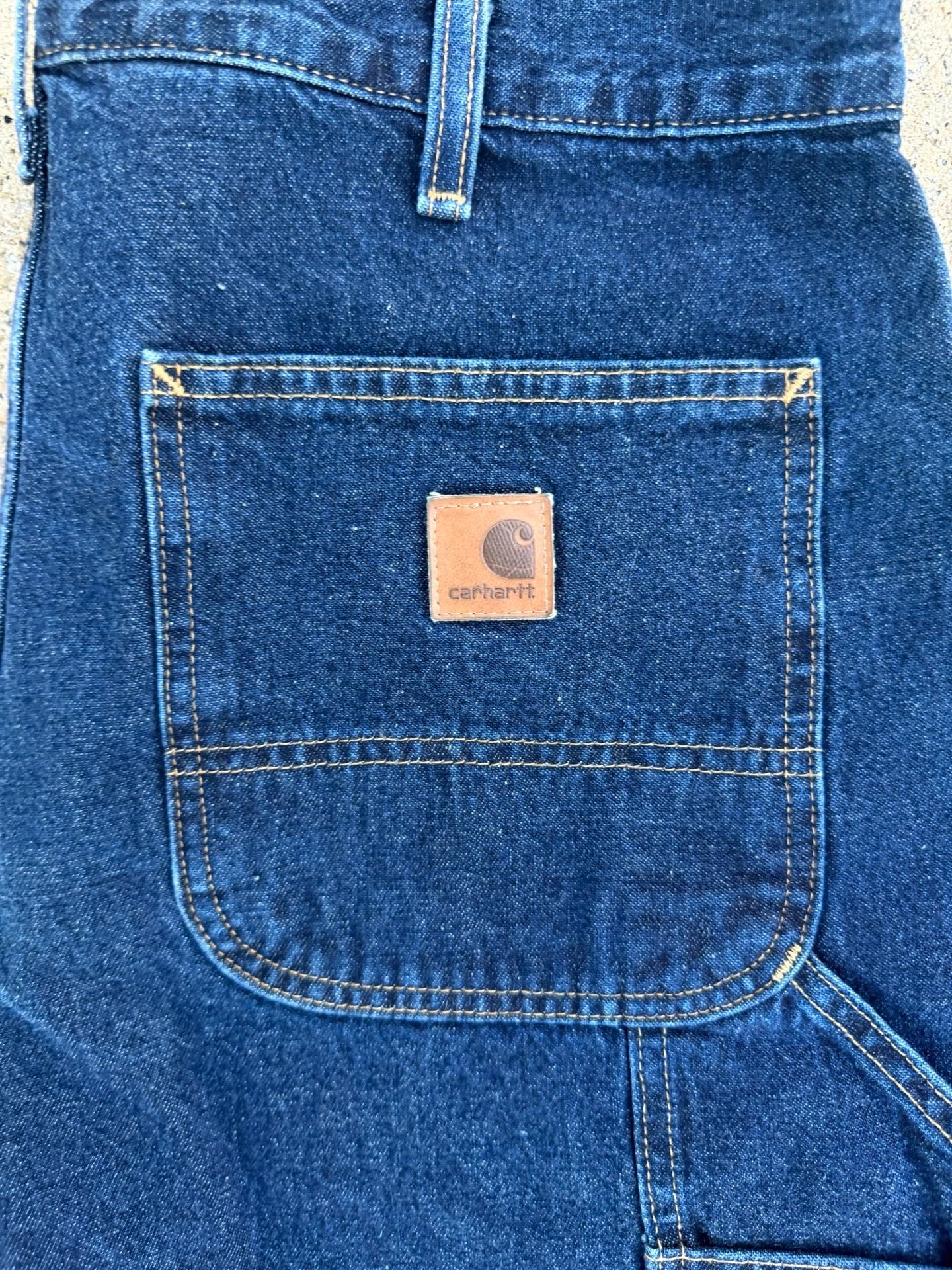 Carhartt Loose Fit Dark Blue Denim Carpenter Work Pants 8