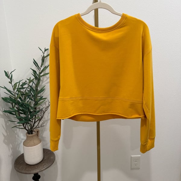 Zyia Active Mustard Yellow Cutoff Crewneck Sweatshirt 3XL