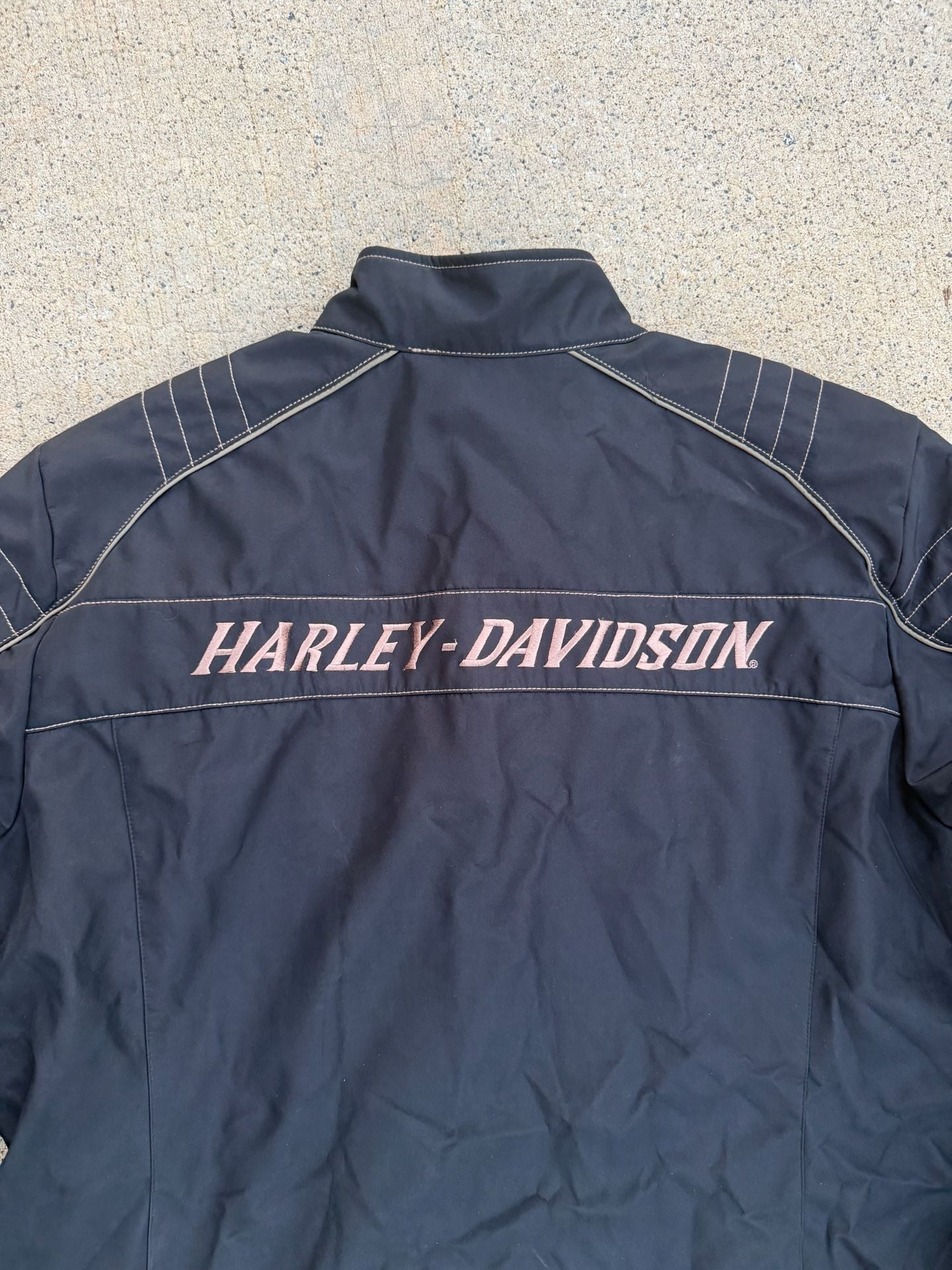Harley-Davidson Black Soft Shell Motorcycle Riding Jacket with Pink Lettering 7