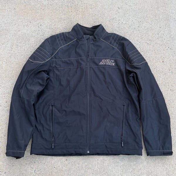 Harley-Davidson Black Soft Shell Motorcycle Riding Jacket with Pink Lettering