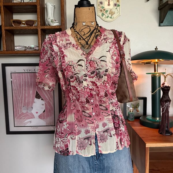 Fairycore fall transition babydoll button top