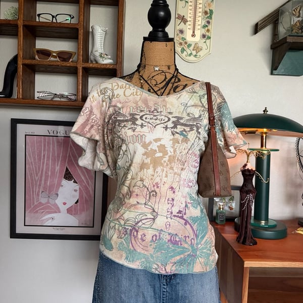 Grunge fairycore whimsical y2k top
