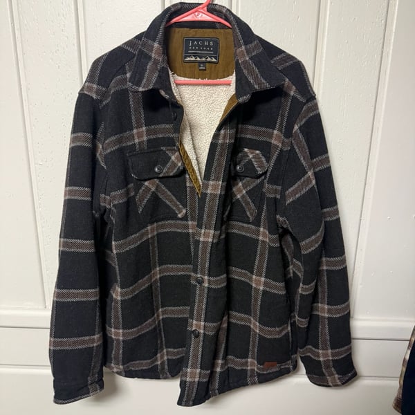 Jachs New York Men's Wool Blend Sherpa Lined Plaid Shirt Jacket XL