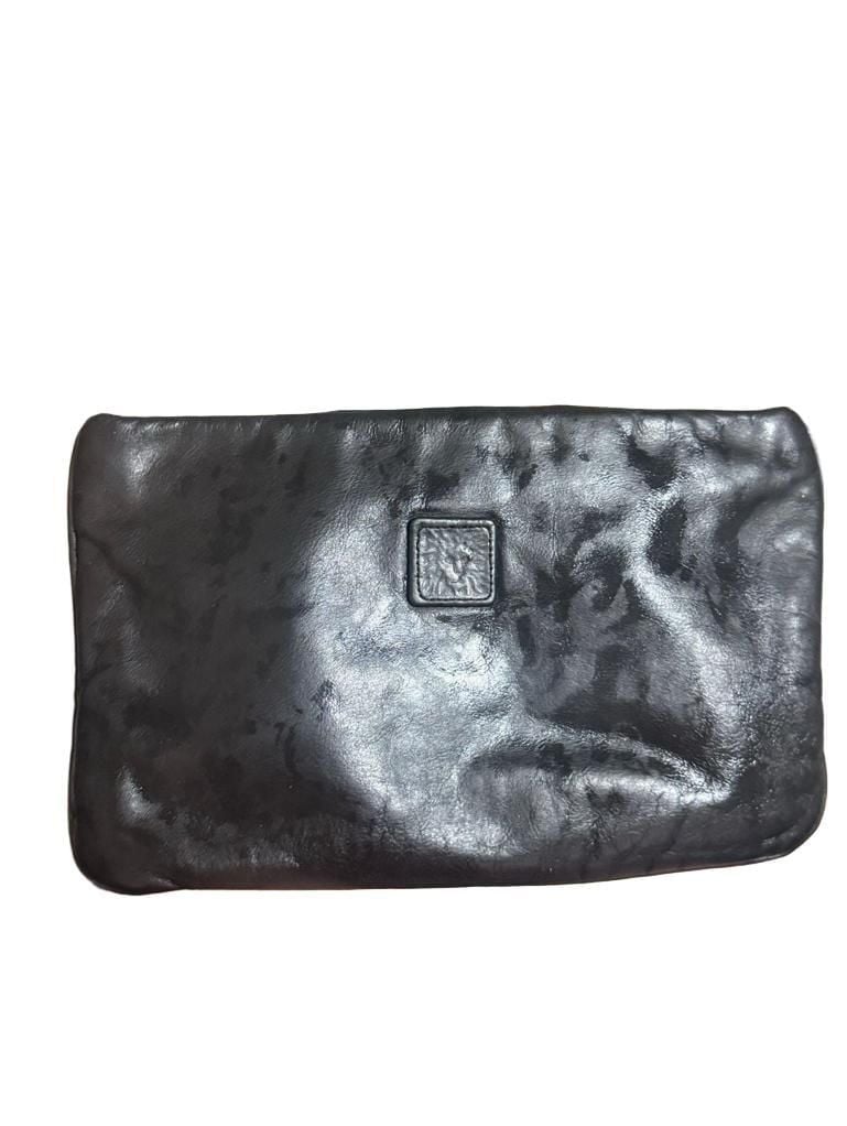 Vintage Anne Klein for Calderon Black Leather Clutch Purse 2