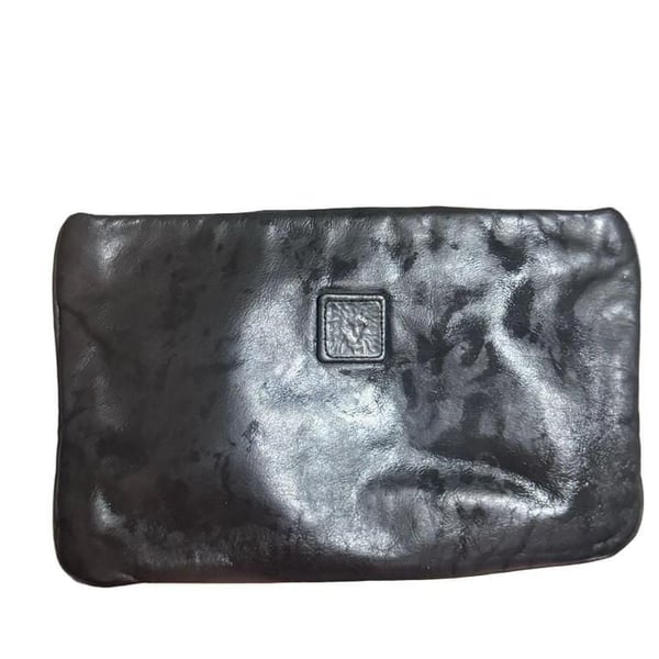 Vintage Anne Klein for Calderon Black Leather Clutch Purse