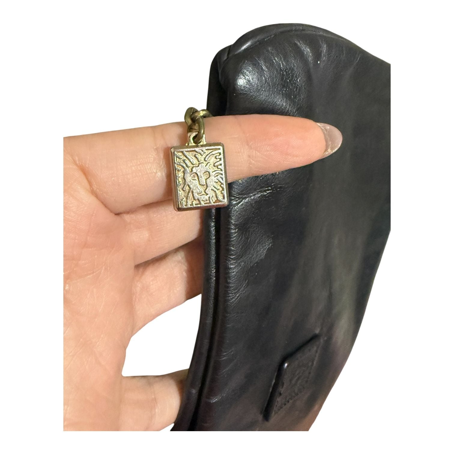 Vintage Anne Klein for Calderon Black Leather Clutch Purse 3