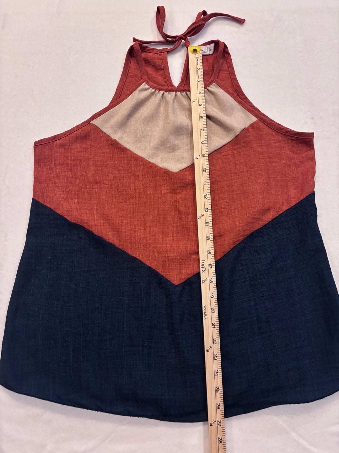 Hailey & Co. Color Block Halter Top Size L Rust Navy Beige 6