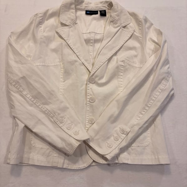 (r)elativity Women's White 100% Cotton Button-Front Blazer Jacket Size XL