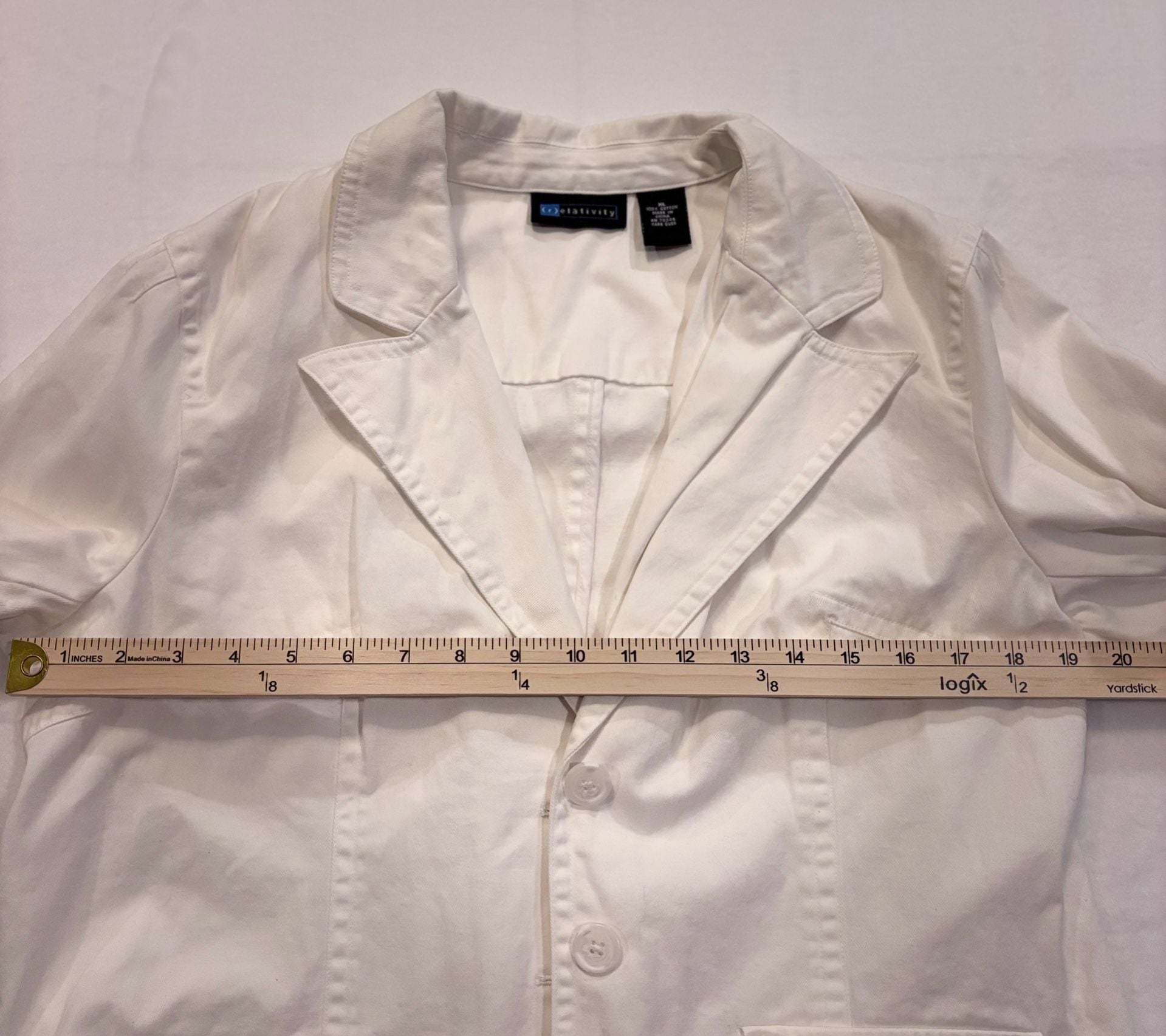 (r)elativity Women's White 100% Cotton Button-Front Blazer Jacket Size XL 4