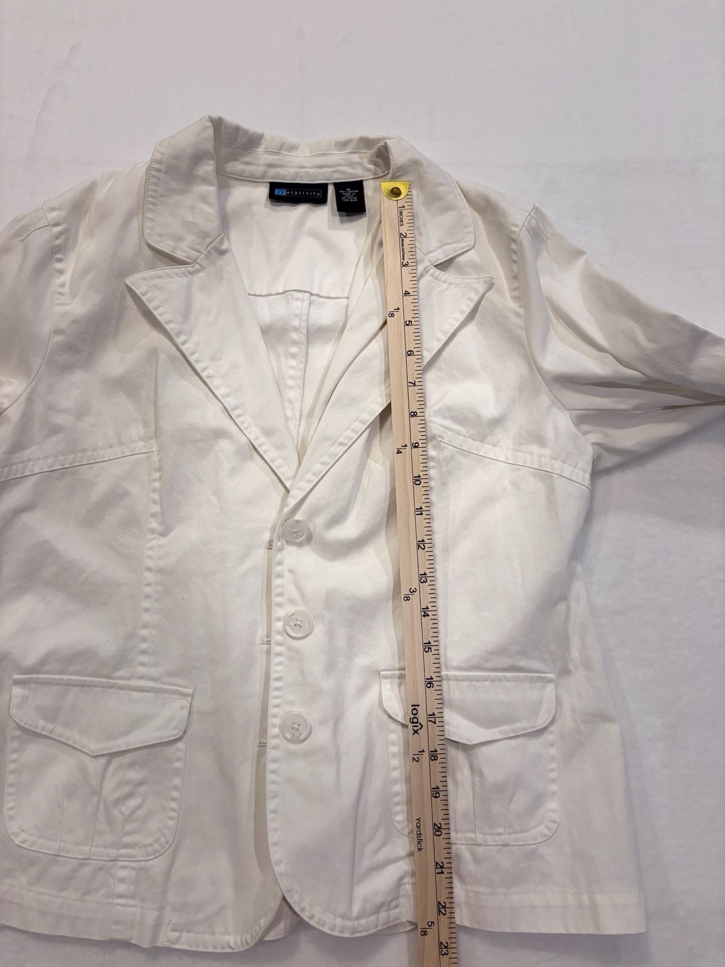 (r)elativity Women's White 100% Cotton Button-Front Blazer Jacket Size XL 5