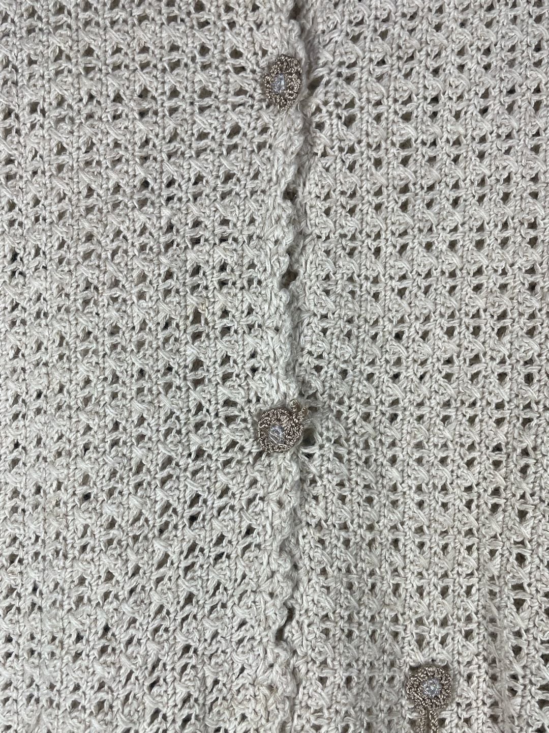 Vintage Mandal Bay Cream Crochet Knit Purse Applique Cardigan 7