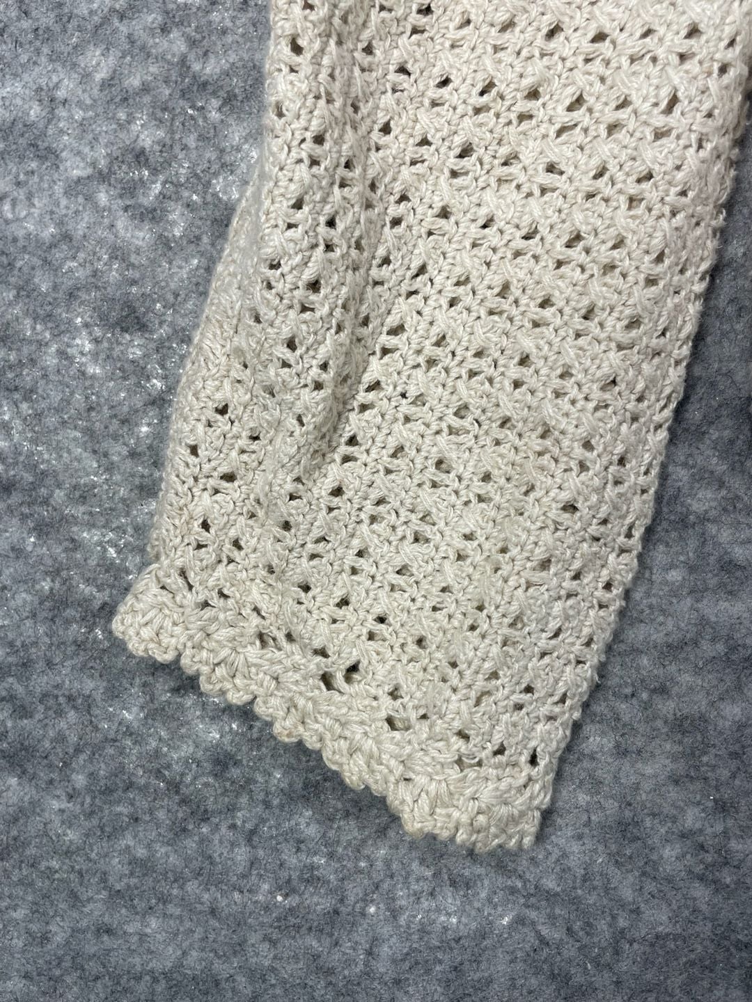 Vintage Mandal Bay Cream Crochet Knit Purse Applique Cardigan 10
