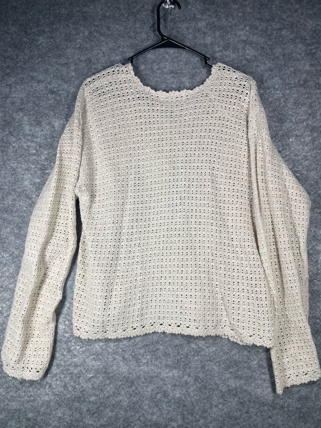Vintage Mandal Bay Cream Crochet Knit Purse Applique Cardigan 14