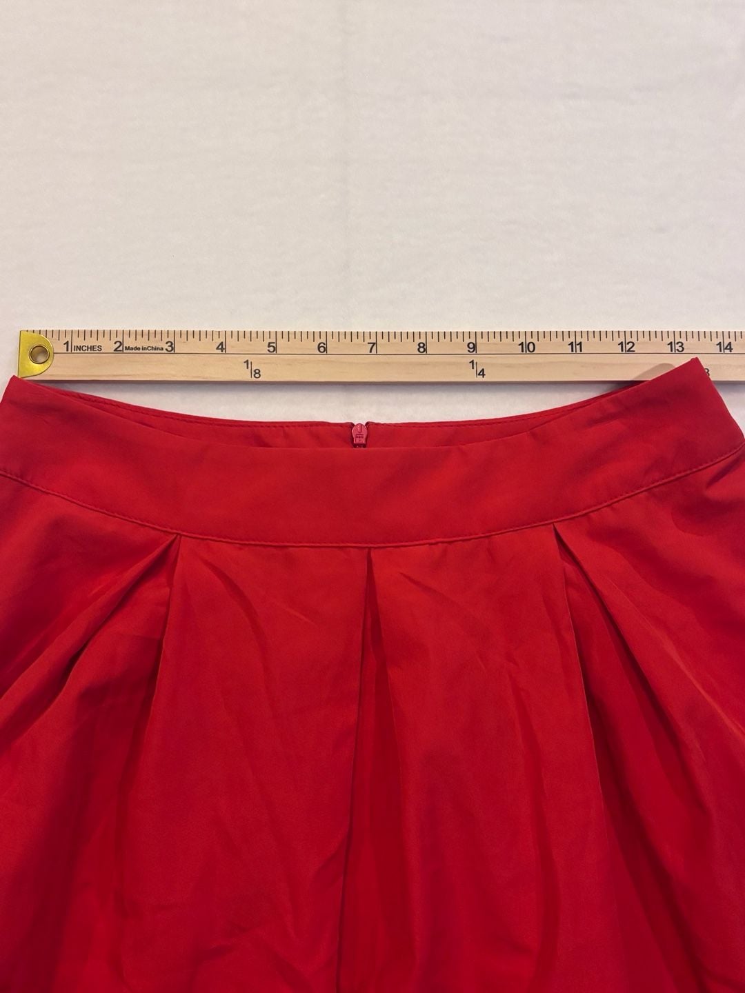 SHEIN Red Pleated Midi Skirt Size US 6 4