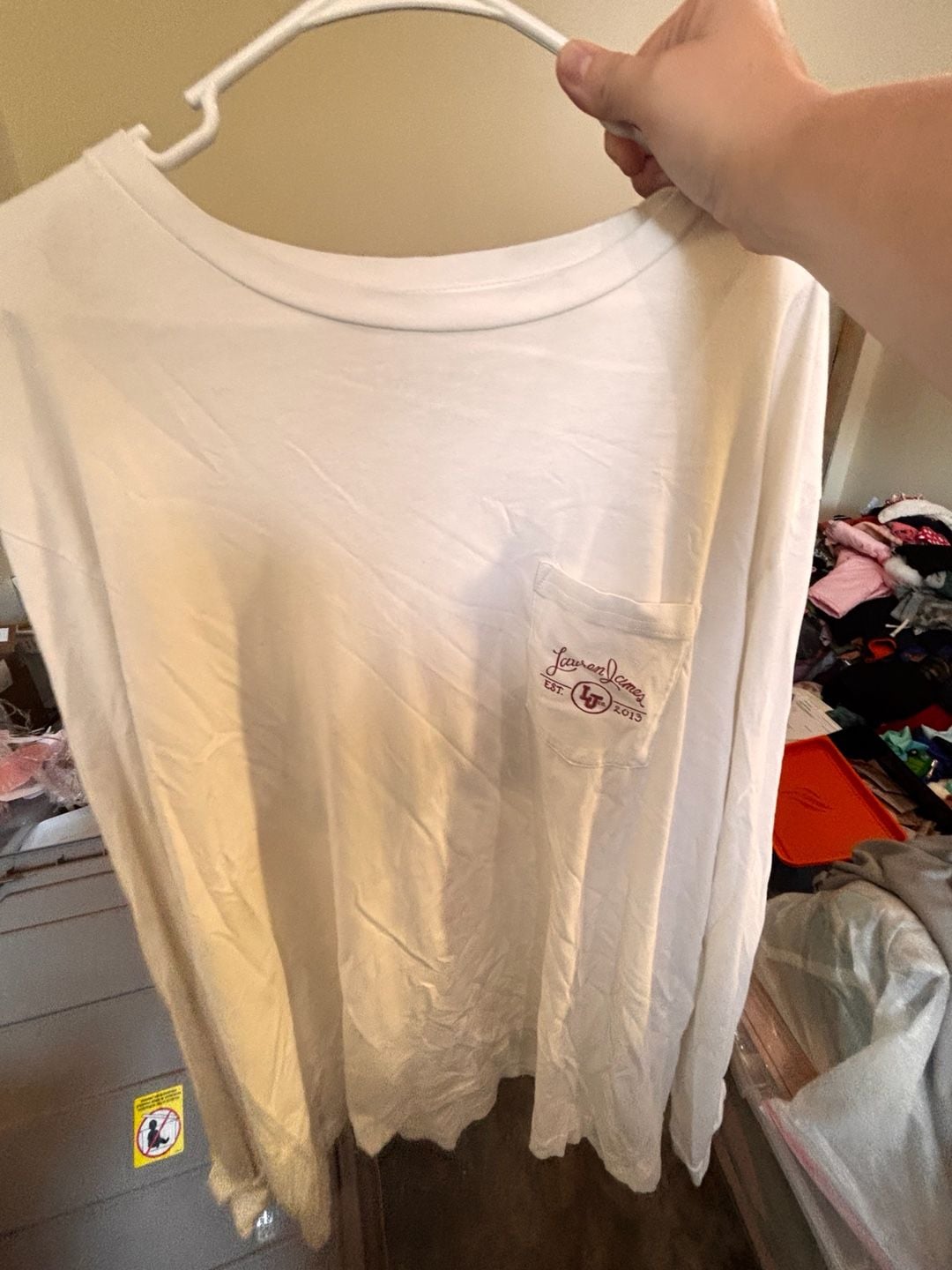 Lauren James Classy Saturdays Alabama Long Sleeve Pocket Tee White 2