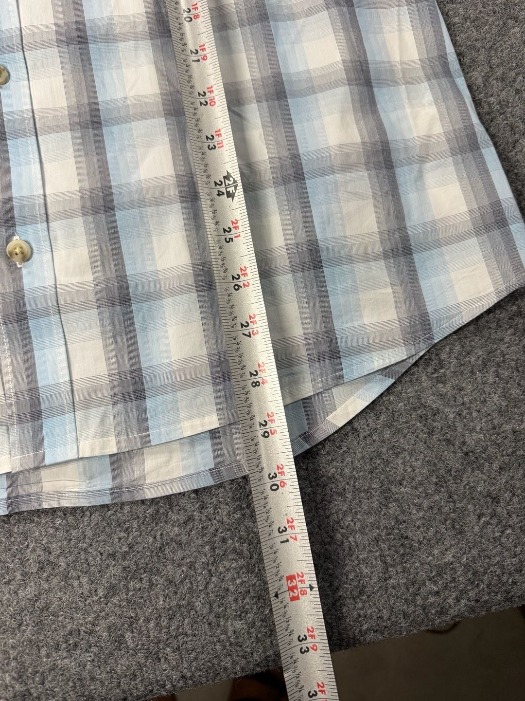 TravisMathew Blue Gray Plaid Short Sleeve Button Down Shirt Size L 9