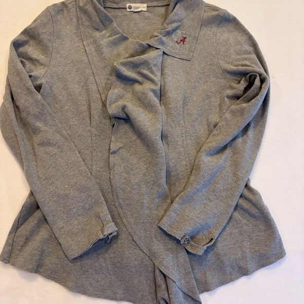 Meesh & Mia Gray Ruffled Front Jacket with Alabama Crimson Tide Logo Size L