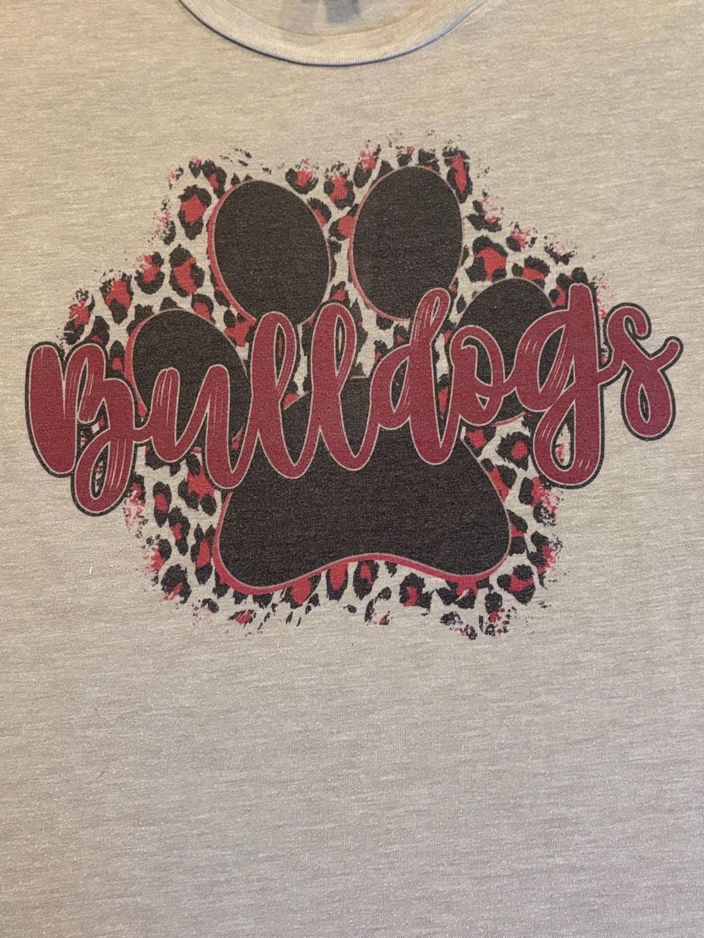 Bella+Canvas Bulldogs Paw Print Cheetah Leopard Graphic T-Shirt Gray Size L 3