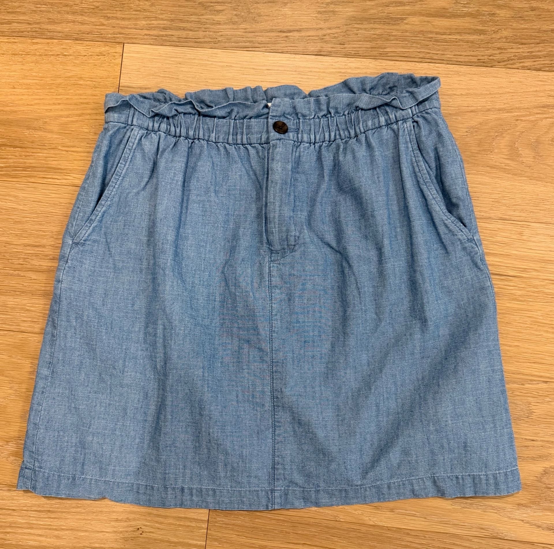 Gen Z Cottagecore Hipster J. Crew Blue Chambray Paperbag Waist Skirt 2