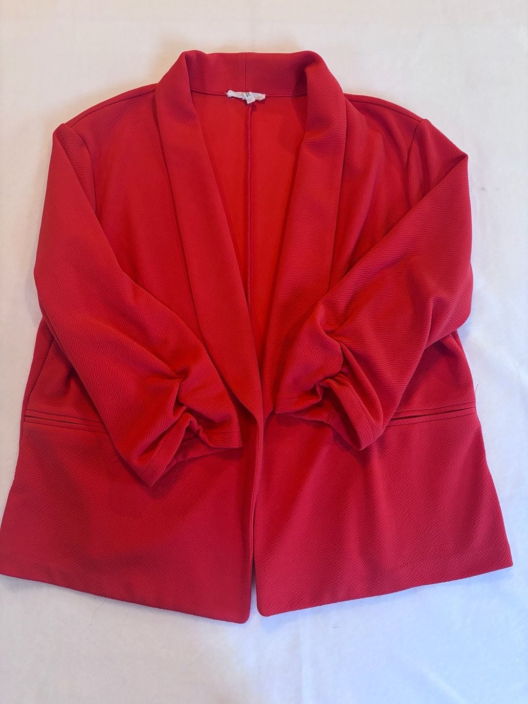Maurices Red Open Front Blazer with Scrunch Sleeves Size XL 2