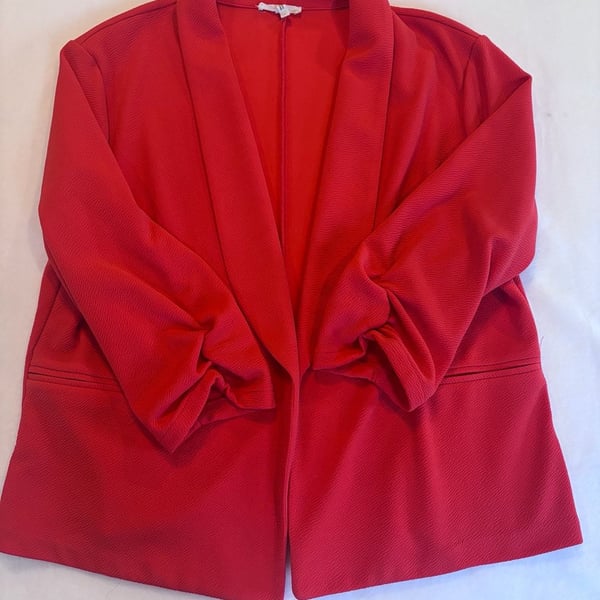 Maurices Red Open Front Blazer with Scrunch Sleeves Size XL