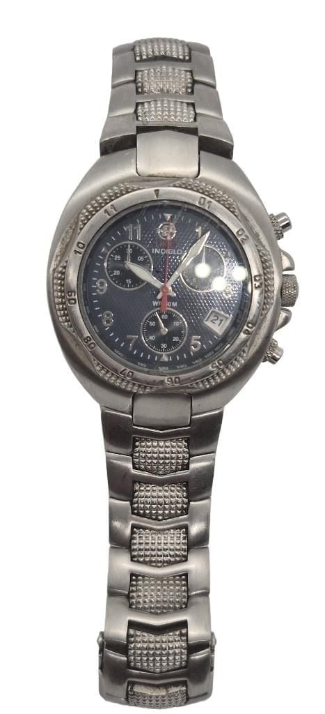 Vintage Timex Chronograph Gunmetal Tone Quartz Watch 3