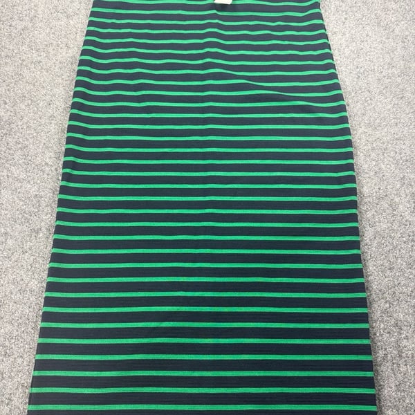 LOFT Green And Navy Striped Ribbed Pencil Skirt Size L New with Tags